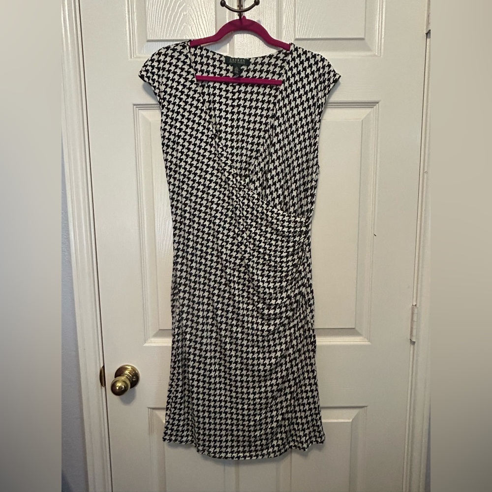 EUC 1X Ralph Lauren Black and White Houndstooth Dress